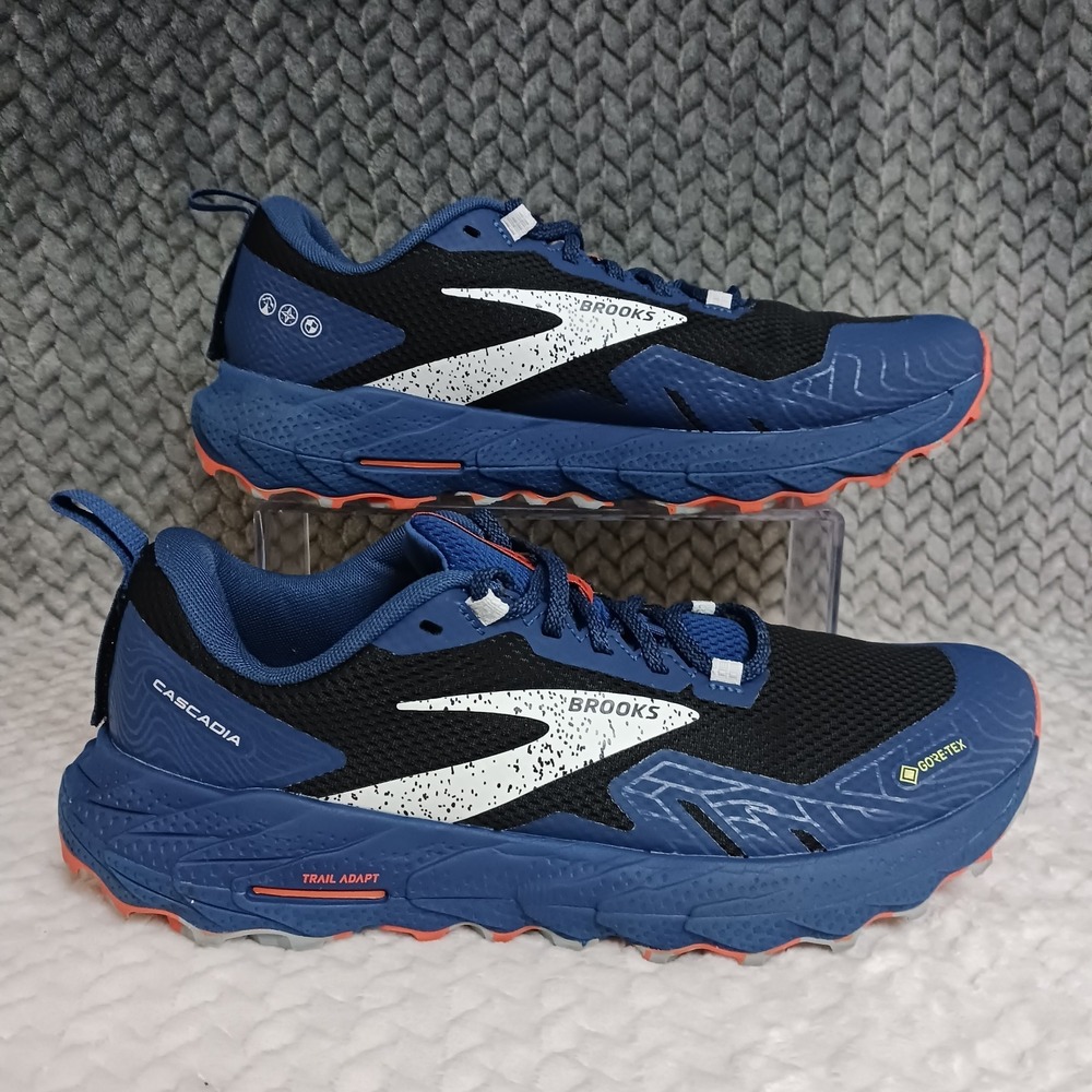 Brooks Cascadia 17 GTX Men's Trail Running Sneakers Shoes Black Blue Size 9.5